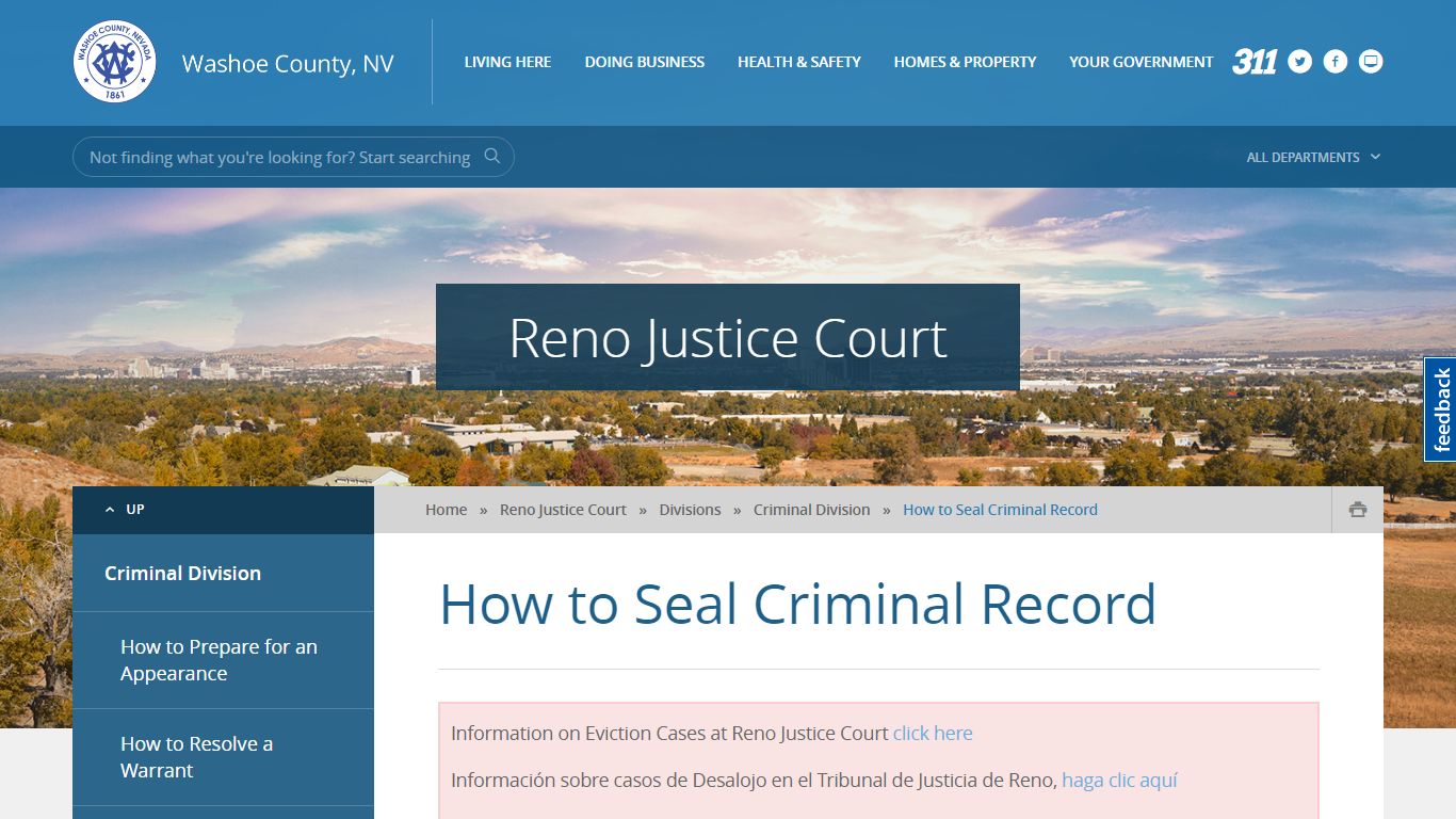 How to Seal Criminal Record - Washoe County