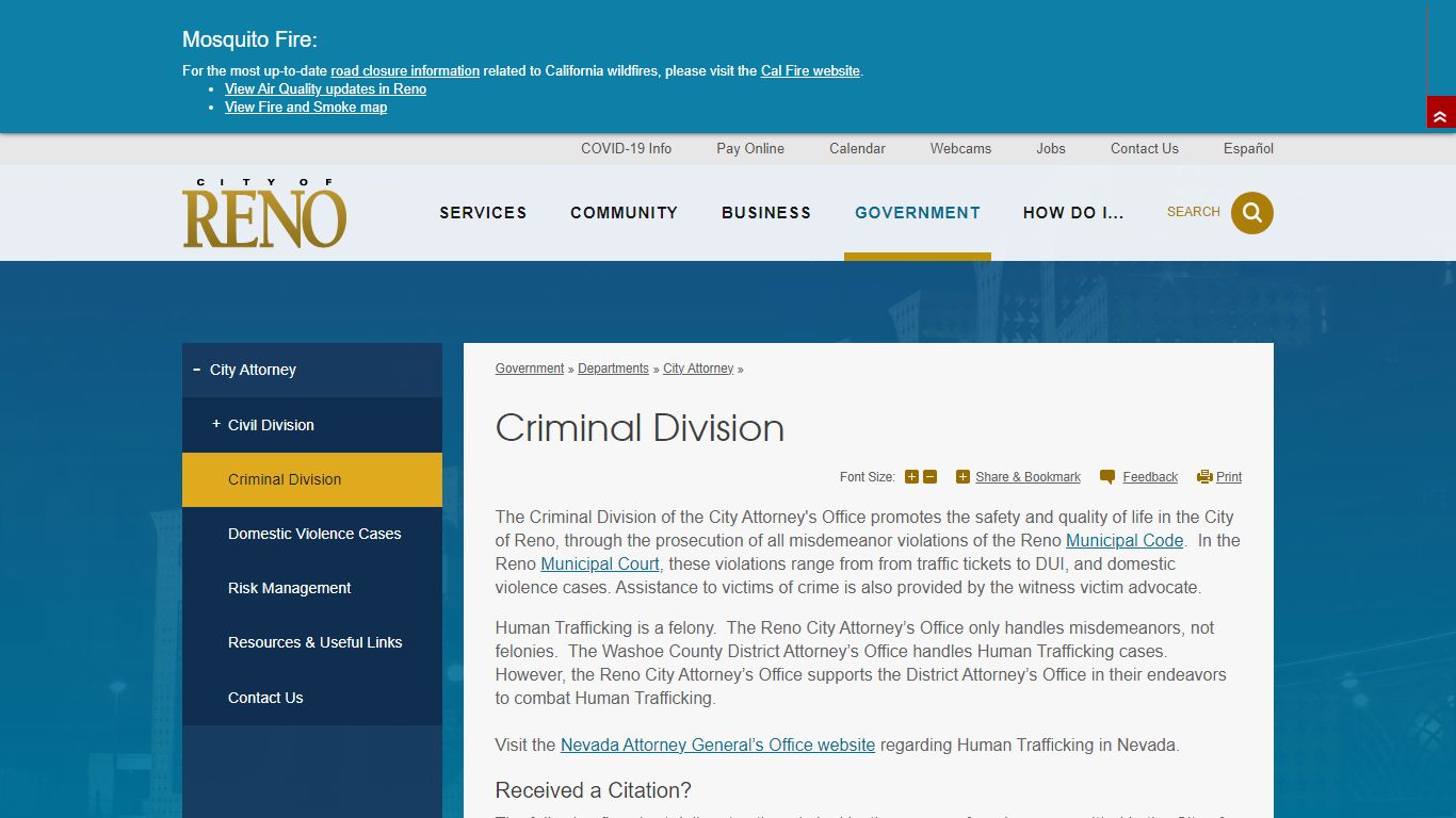 Criminal Division | City of Reno - Reno, Nevada